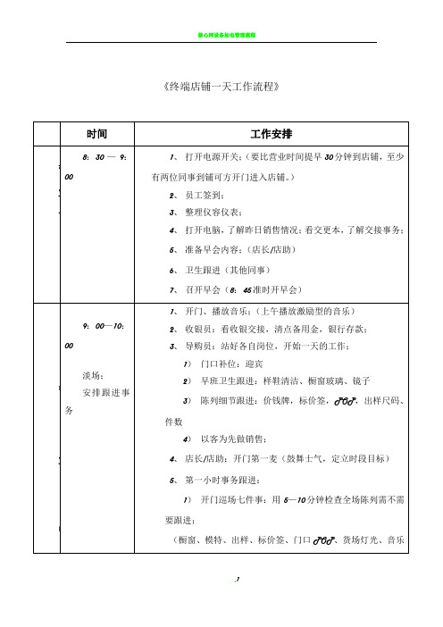 店铺一天工作流程