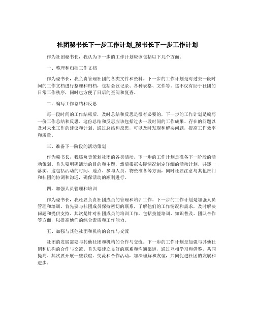 社团秘书长下一步工作计划_秘书长下一步工作计划