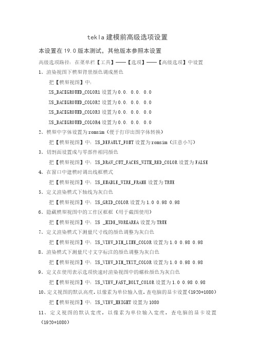 tekla建模前高级选项设置 版本 