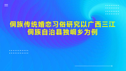 侗族传统婚恋习俗研究以广西三江侗族自治县独峒乡为例