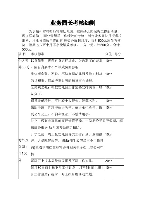 业务园长考核细则