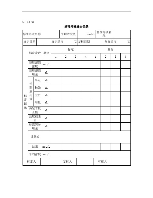 溶液配制、使用记录