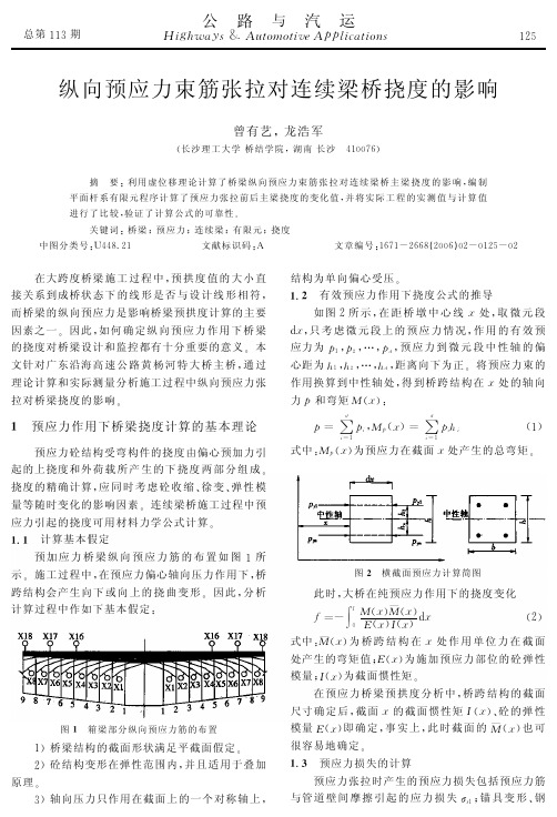 纵向预应力束筋张拉对连续梁桥挠度的影响