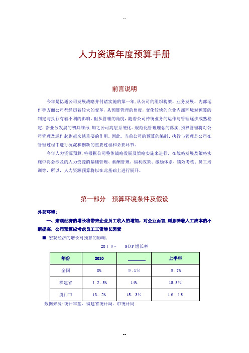 人力资源年度预算手册