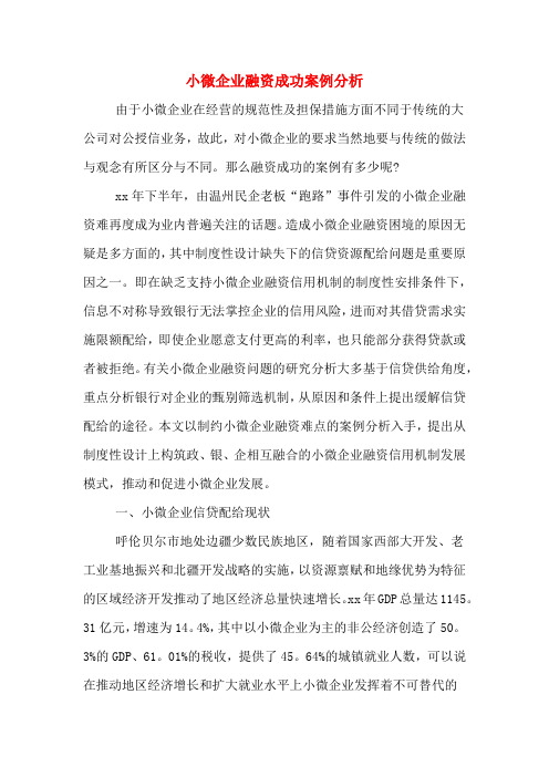 小微企业融资成功案例分析