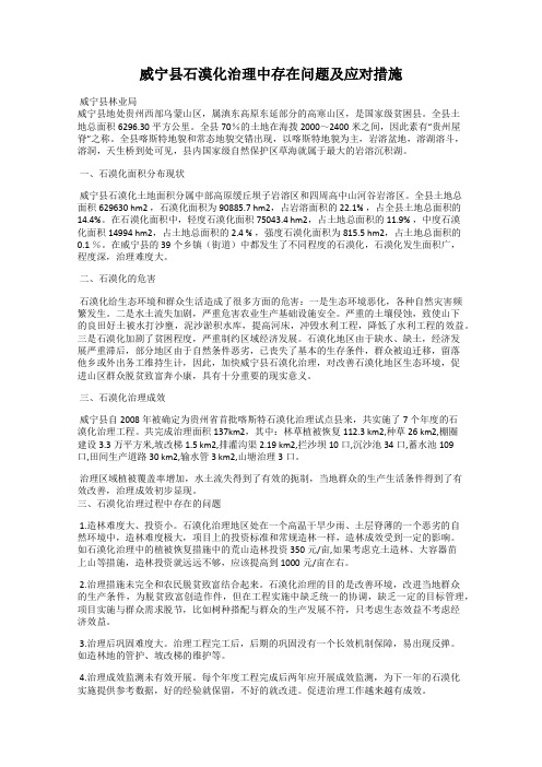 威宁县石漠化治理中存在问题及应对措施