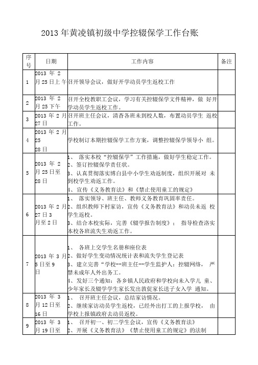 初中控辍保学工作台账