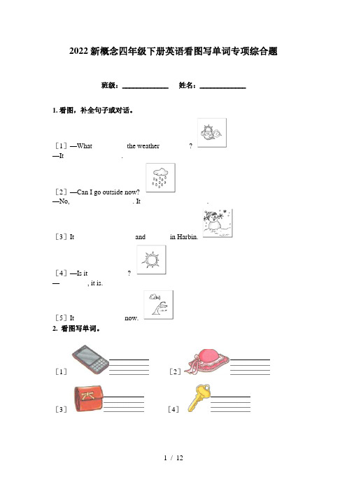 2022新概念四年级下册英语看图写单词专项综合题