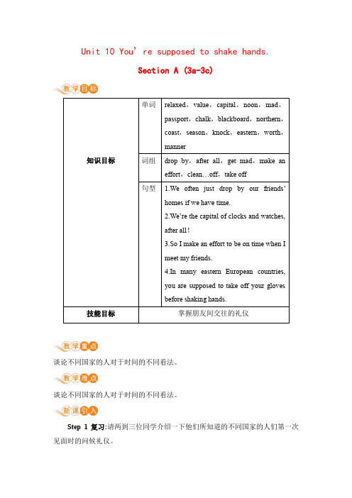 人教版英语九年级全一册 Unit10 课时2 Section A 3a-3c 教案