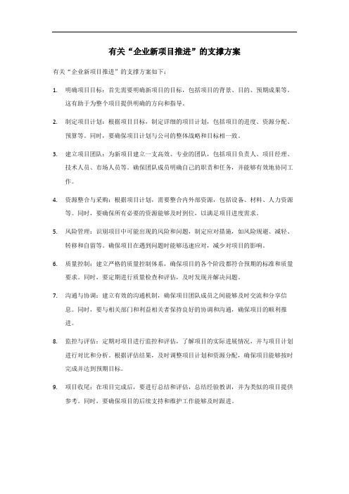 企业新项目推进支撑方案