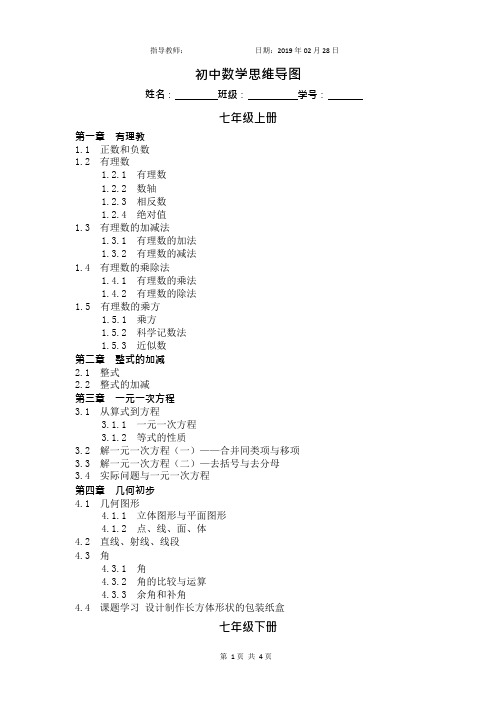 人教版初中数学思维导图(最新整理)