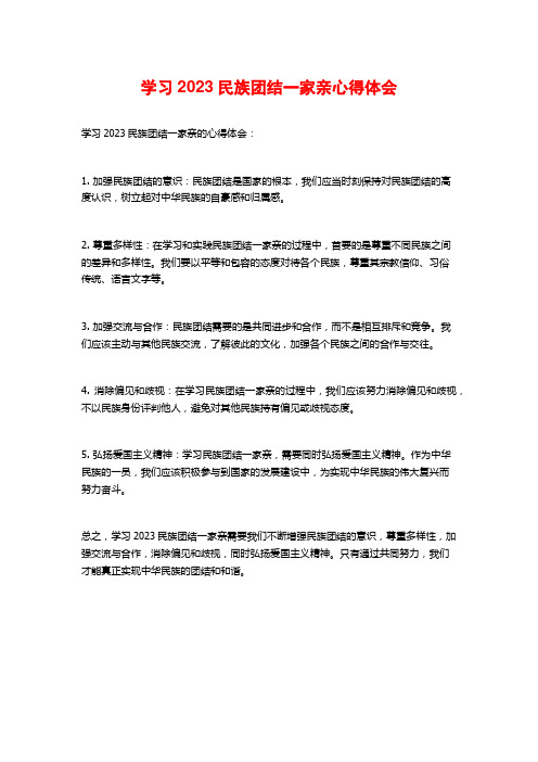 学习2023民族团结一家亲心得体会