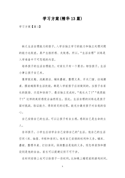 学习方案(精华13篇)