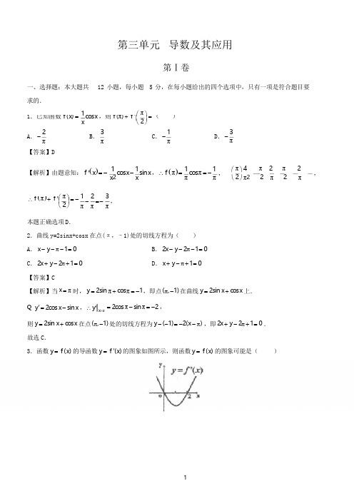 高考理科数学一轮复习专题训练导数及其应用(含详细答案解析)