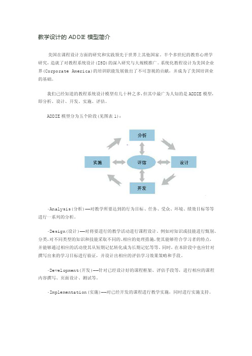 教学设计的ADDIE模型简介