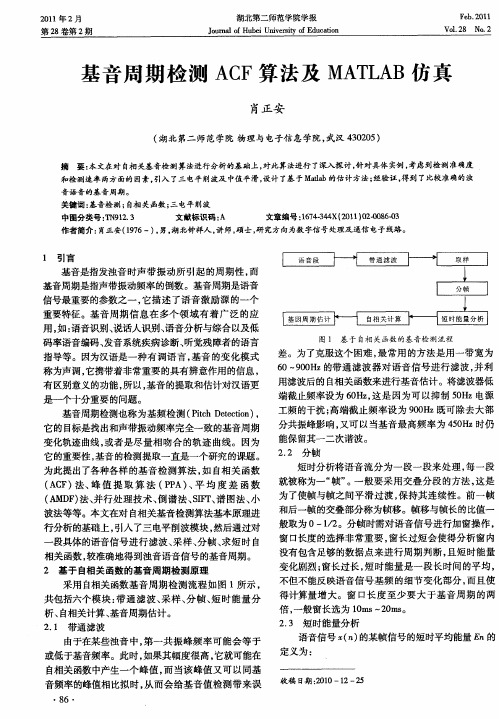 基音周期检测ACF算法及MATLAB仿真