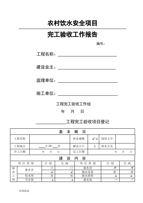 农村饮水安全工程完工验收(空白)