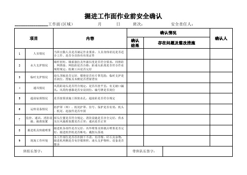 掘进队安全确认牌板