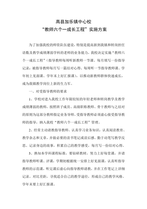 高县加乐镇中心校六个一成长方案