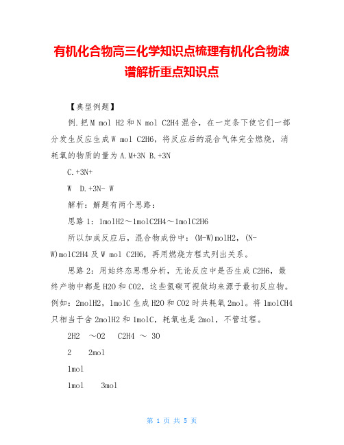 有机化合物高三化学知识点梳理有机化合物波谱解析重点知识点