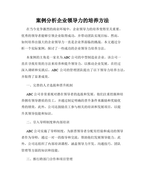 案例分析企业领导力的培养方法