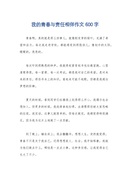 我的青春与责任相伴作文600字