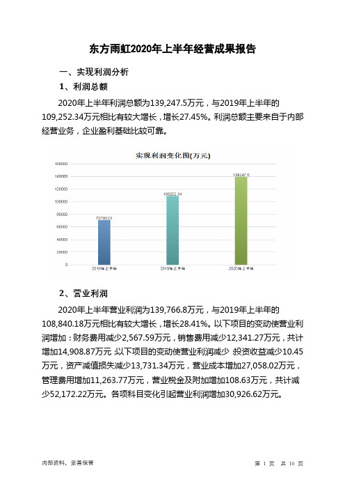 东方雨虹2020年上半年经营成果报告