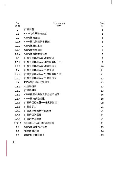 蒂森电梯K100门机CTU2板电气调试