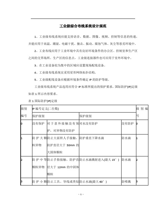 工业级综合布线系统设计规范