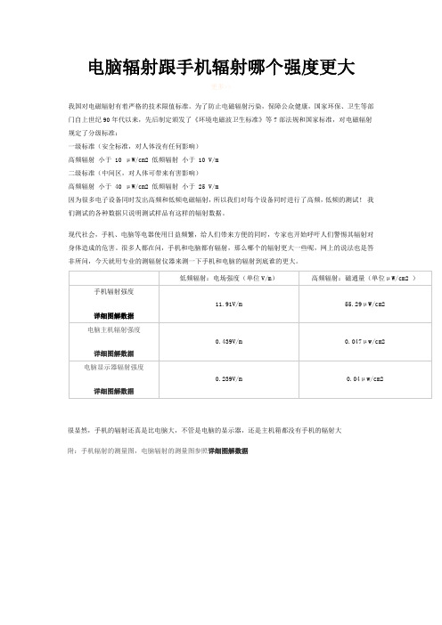 手机、电脑、路由器等辐射对比