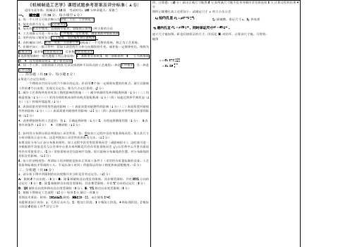 2012机械制造工艺学A卷答卷