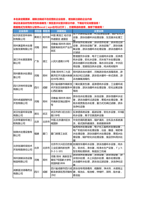 新版全国游泳池循环水处理设备工商企业公司商家名录名单联系方式大全33家