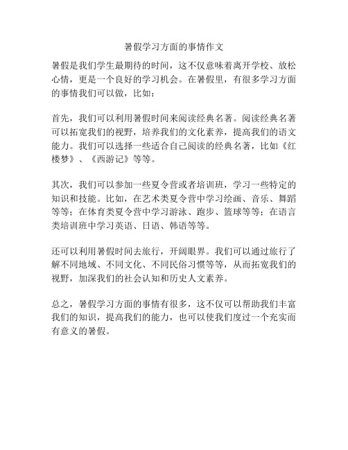 暑假学习方面的事情作文