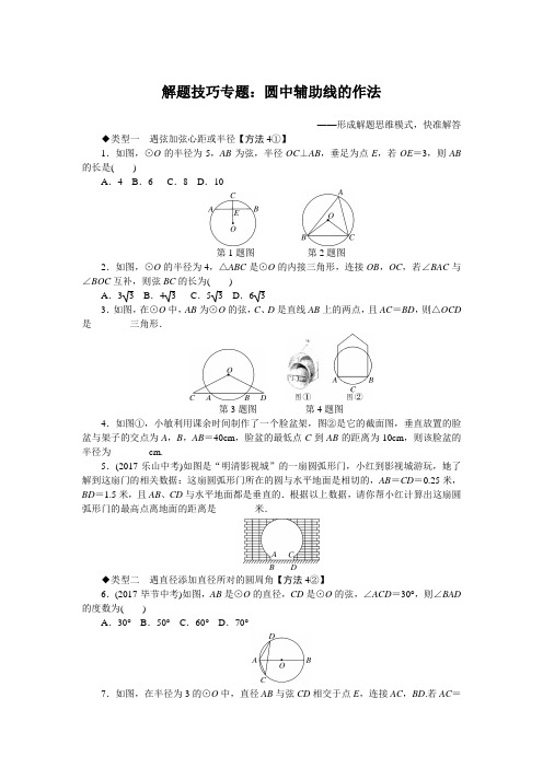 最新沪科版九年级数学下册 解题技巧专题：圆中辅助线的作法