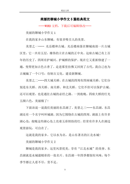 美丽的聊城小学作文5篇经典范文