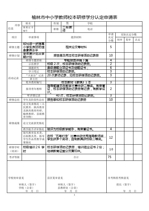 学分认定表