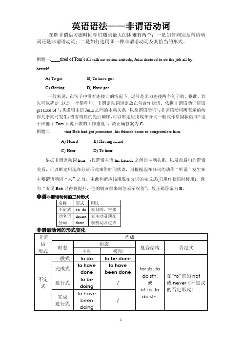 高中非谓语动词讲解及练习