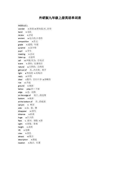 外研版九年级上册英语单词表(打印版)