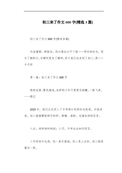 初三来了作文600字(精选3篇)