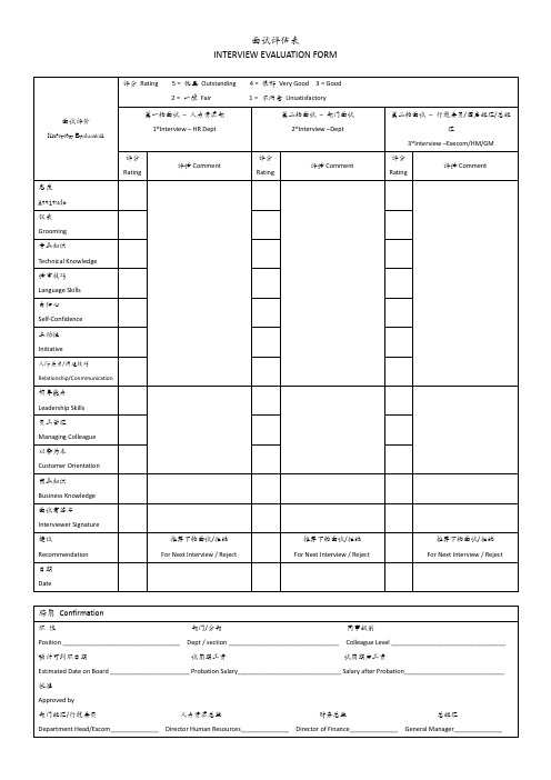面试评估表(初版)