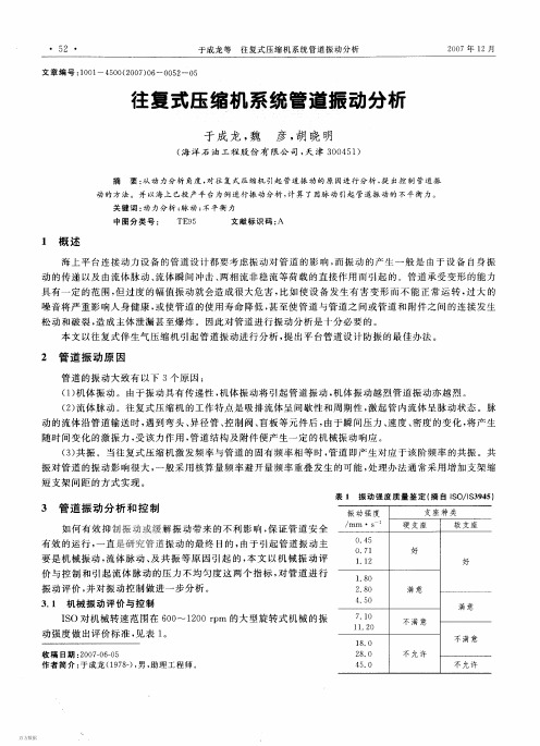 往复式压缩机系统管道振动分析