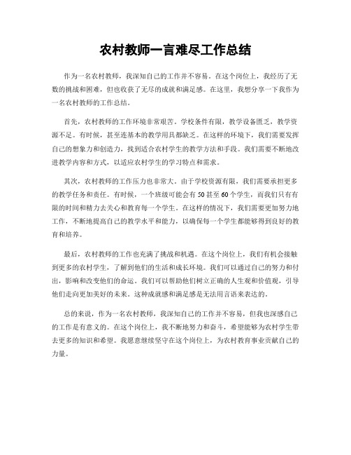 农村教师一言难尽工作总结