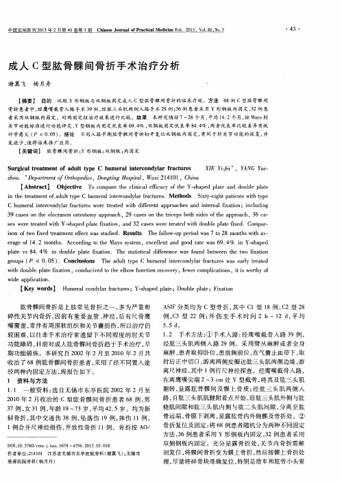 成人C型肱骨髁间骨折手术治疗分析