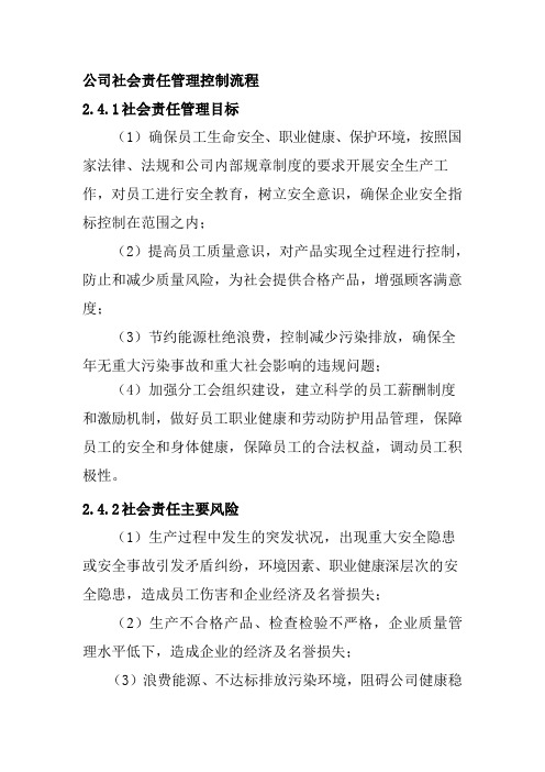 公司社会责任管理控制流程