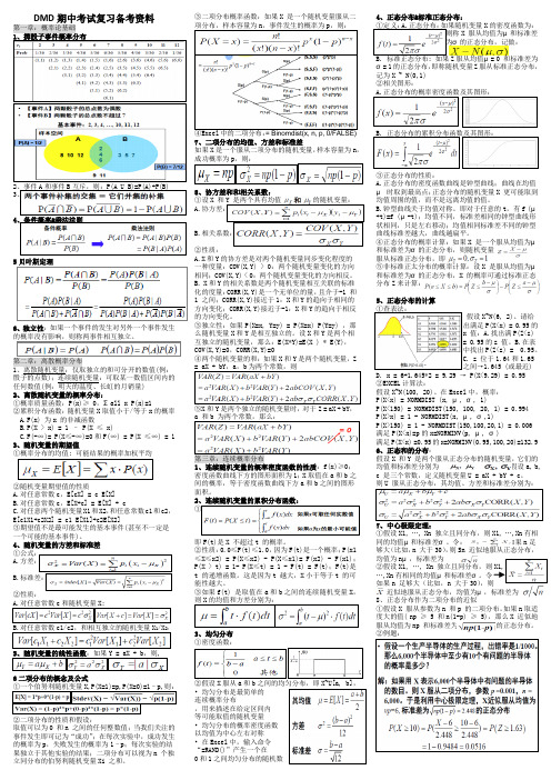 清华MBA数据模型与分析DMD考试重点精简版