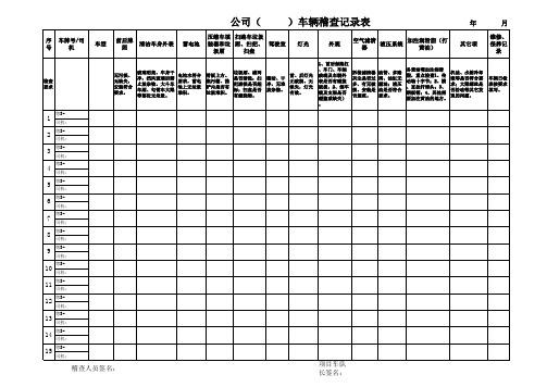 车辆稽查表