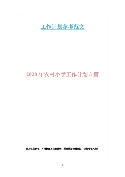 2020年农村小学工作计划3篇