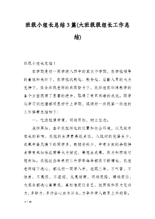 班级小组长总结3篇(大班级级组长工作总结)