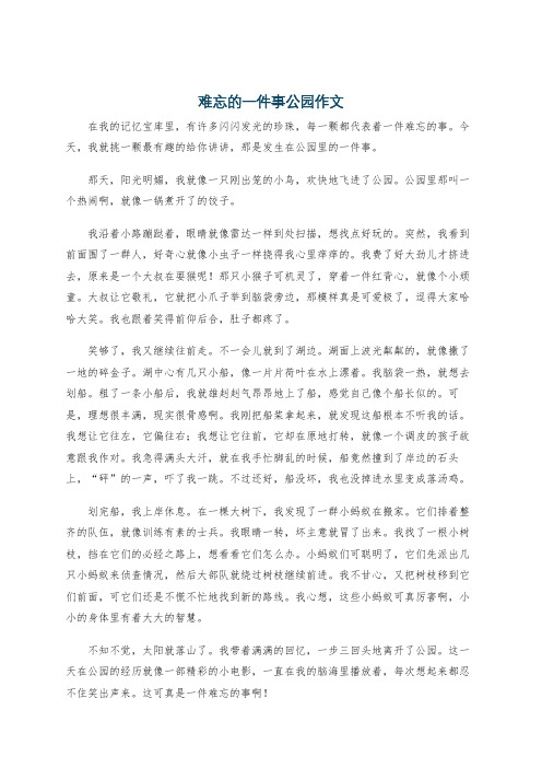 难忘的一件事公园作文