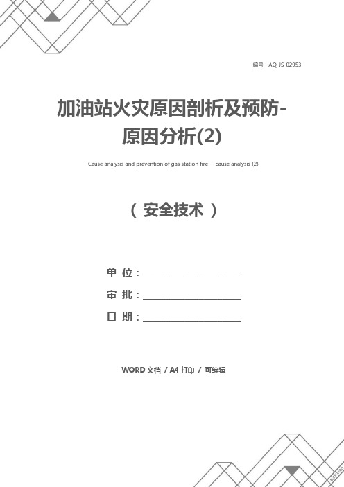 加油站火灾原因剖析及预防-原因分析(2)